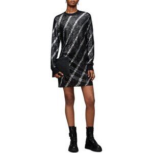 NWOT AllSaints Juela Bowi Long Sleeve Sequin Minidress size XS
